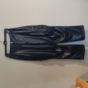 7 For‎ All Mankind Women's Small Black Faux Leather Cargo Style Pants